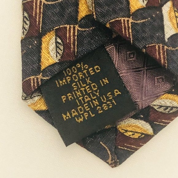 Two Bugatti Italian 100% Silk Ties Blue Abstact Fall Leaf Pattern - Picture 10 of 12